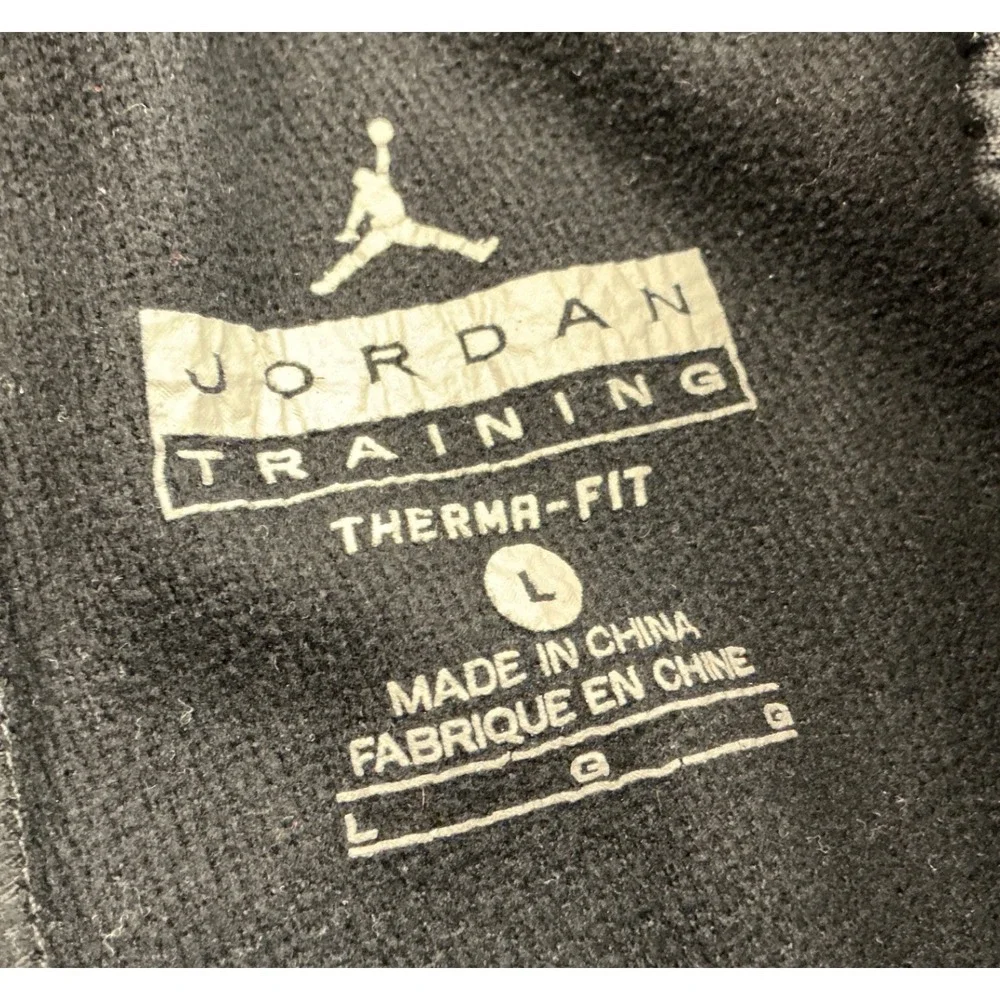 Jordan Black Athletic Sweatpants Jumpman Logo Wide Leg Drawstring Mens L